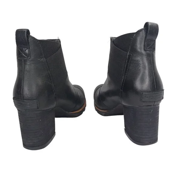 Sorel Womens Addington Chelsea Boots Size 8.5 Black Leather Waterproof Shoes